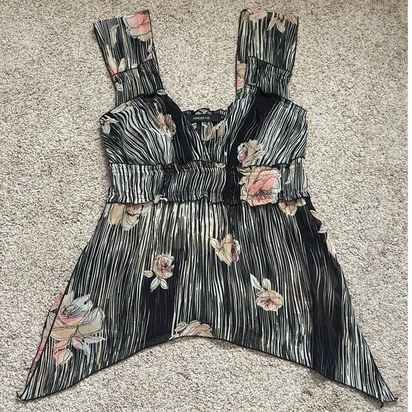 Vintage Arden B XS 90s Zebra Floral Rose Sheer Tank Top Going out Top Fairycore - Picture 2 of 9